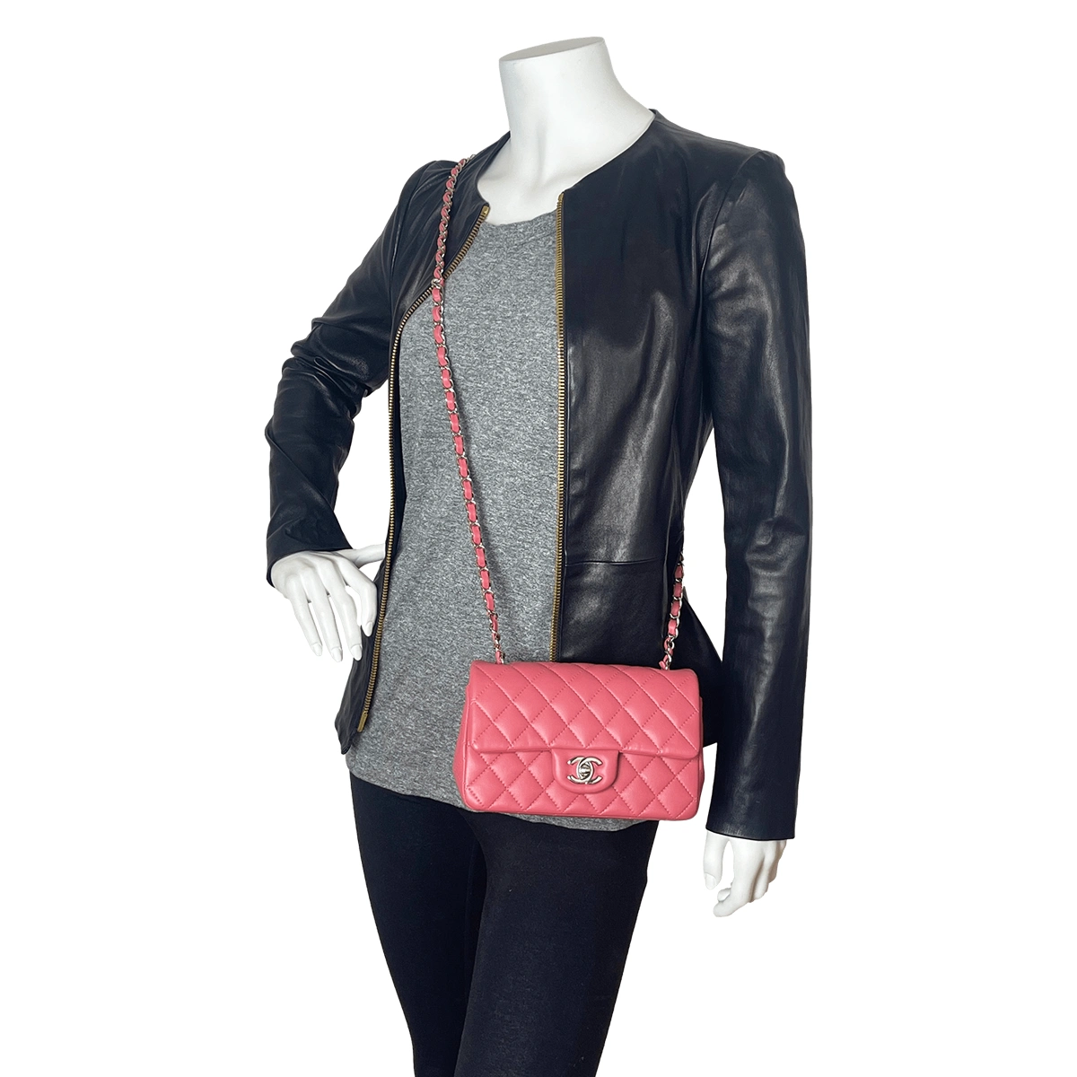 Lambskin Quilted Pink Mini Rectangular Classic Flap  — image 2