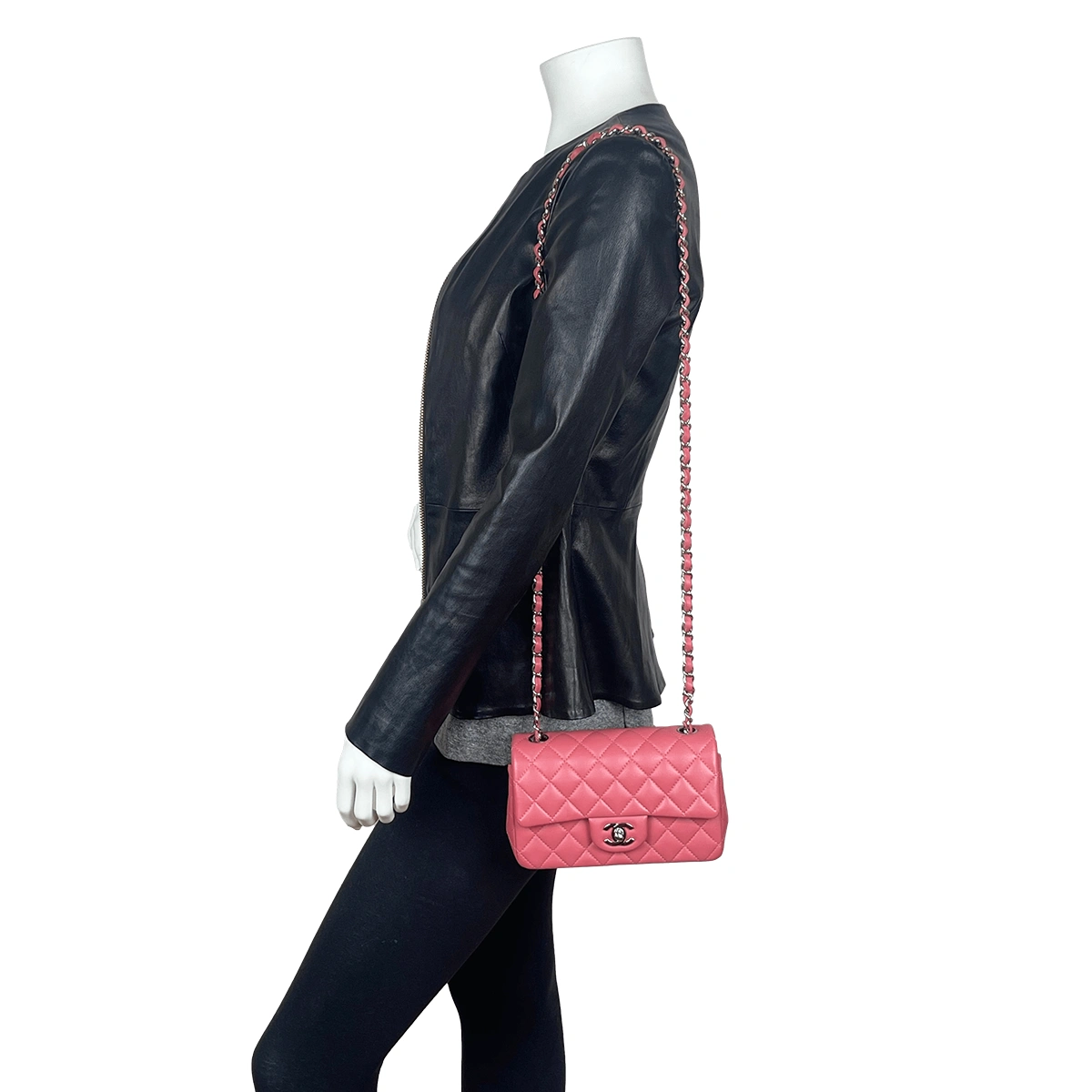 Lambskin Quilted Pink Mini Rectangular Classic Flap  — image 4