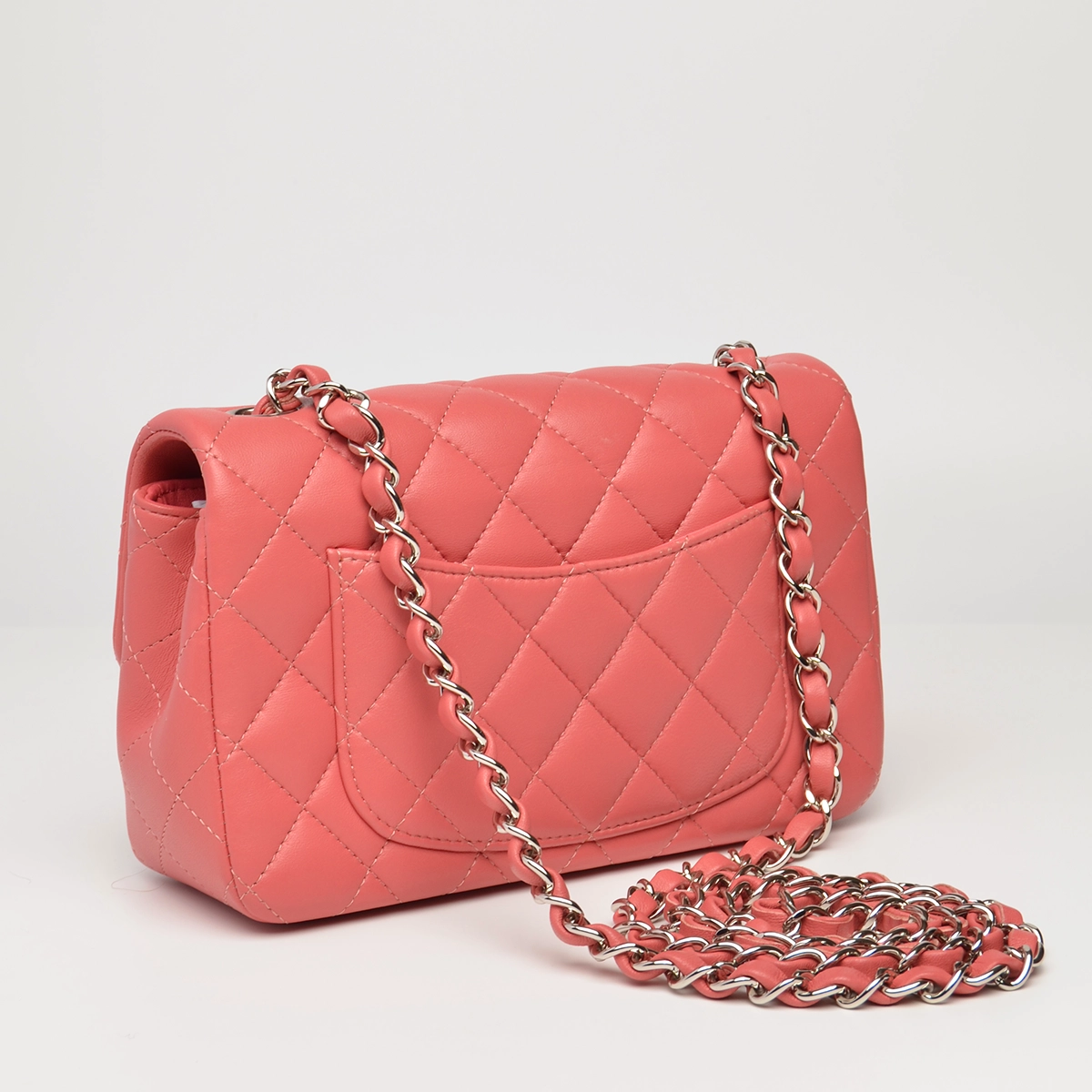 Lambskin Quilted Pink Mini Rectangular Classic Flap  — image 3