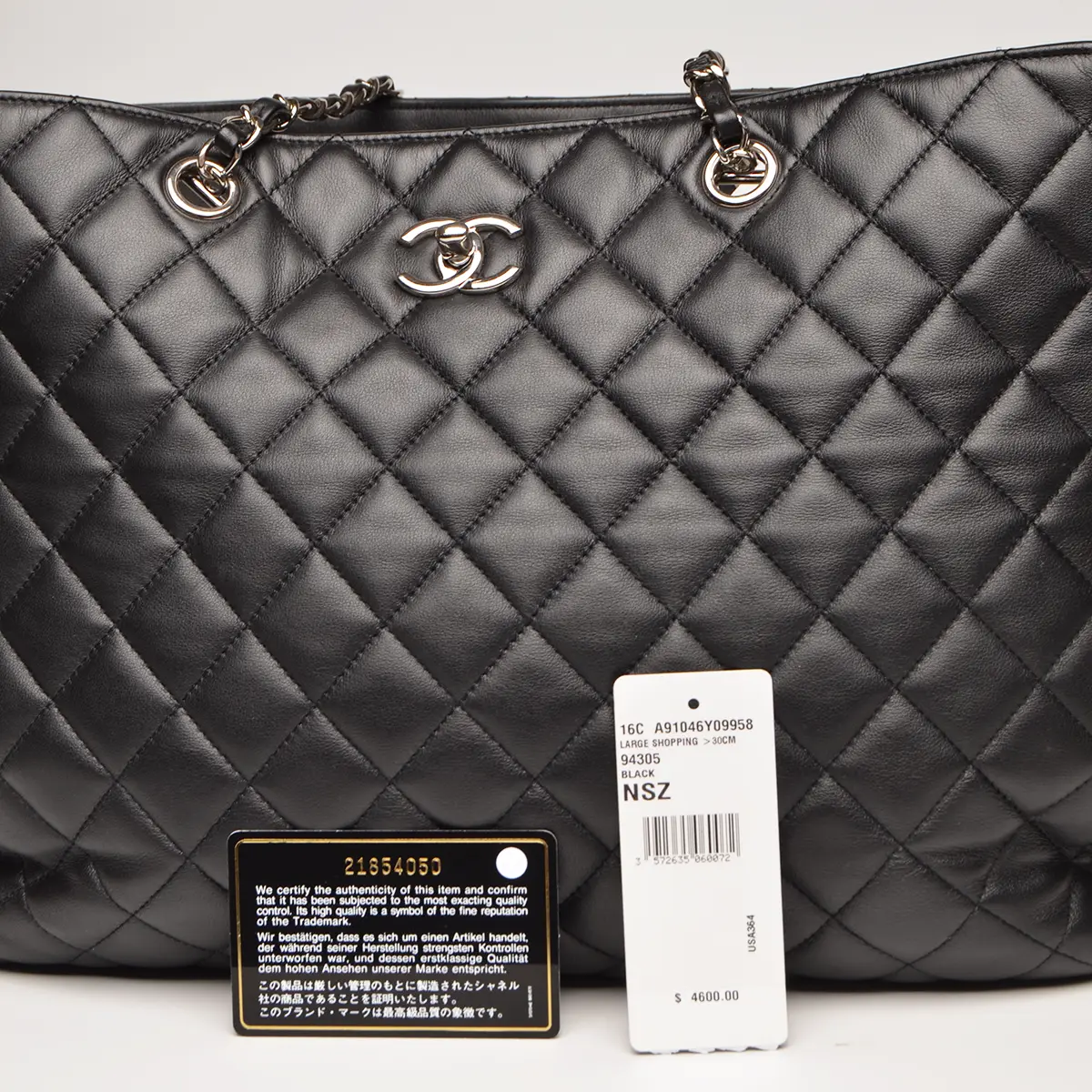 Classic CC Large Black Shopping Tote Quilted Calfskin  — image 13