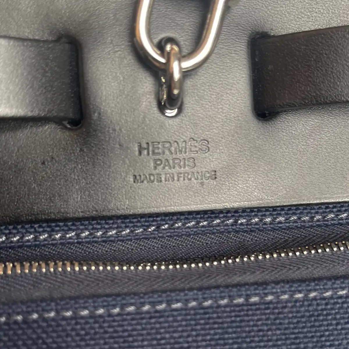 Herbag 31 Zip Canvas Bleu Marine Noir Silver Hardware — image 8