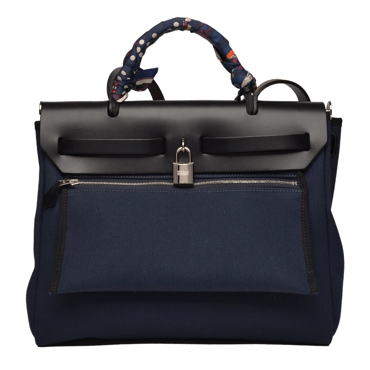 Herbag 31 Zip Canvas Bleu Marine Noir Silver Hardware — image 2