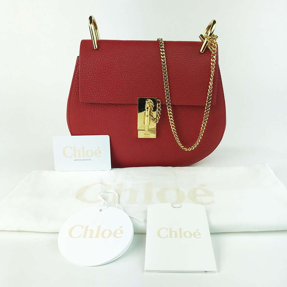 Red Calfskin Leather Drew Bag — image 10