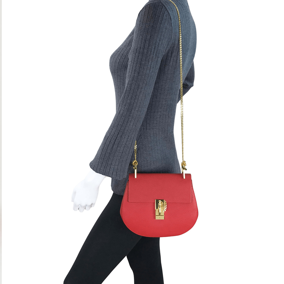 Red Calfskin Leather Drew Bag — image 4
