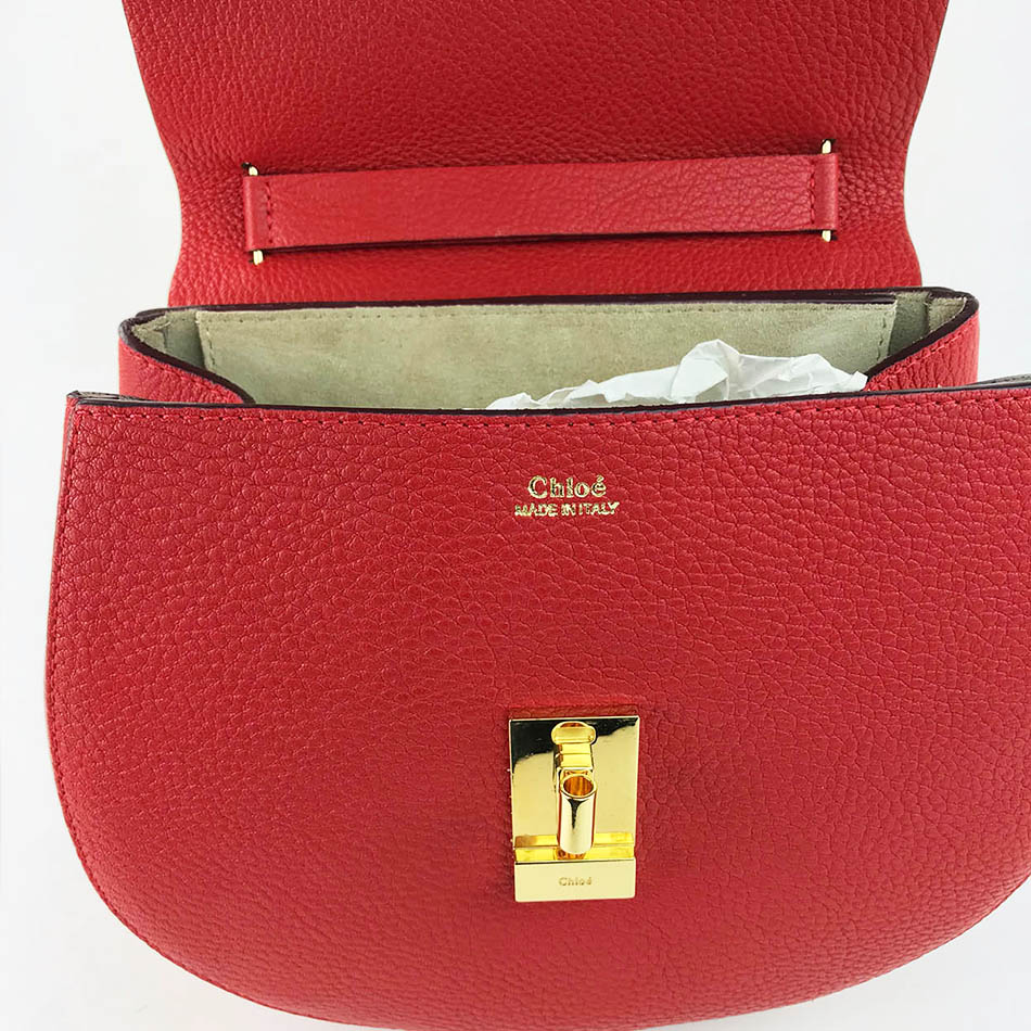 Red Calfskin Leather Drew Bag — image 7