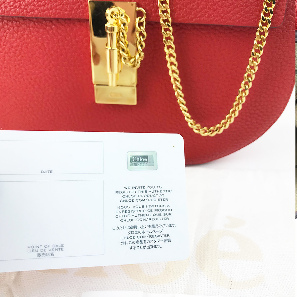 Red Calfskin Leather Drew Bag — image 9
