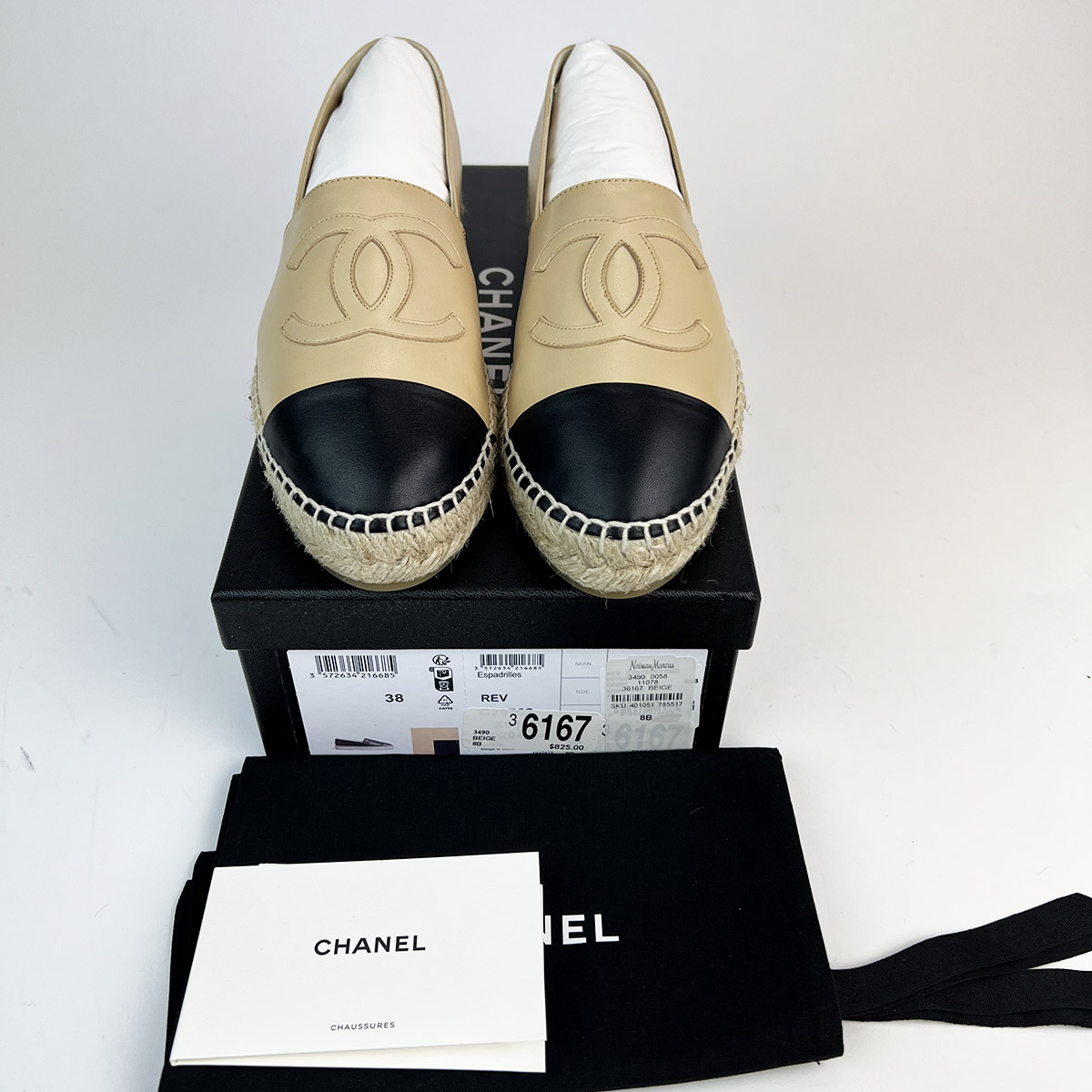 Classic Espadrilles Beige Black Lambskin 38 — image 9