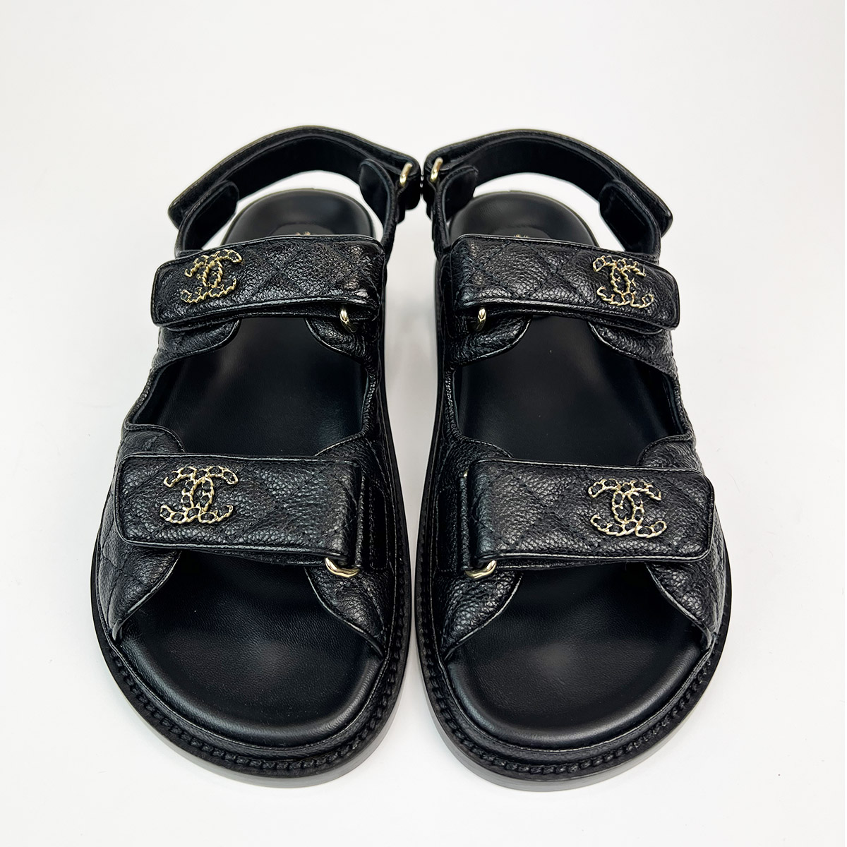 Black Grained Calfskin Dad Sandals 38 — image 2
