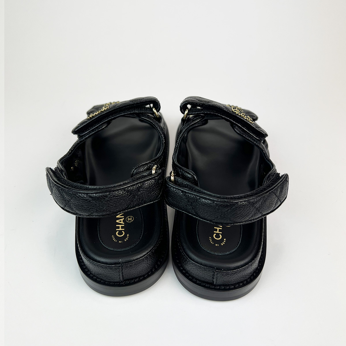 Black Grained Calfskin Dad Sandals 38 — image 4