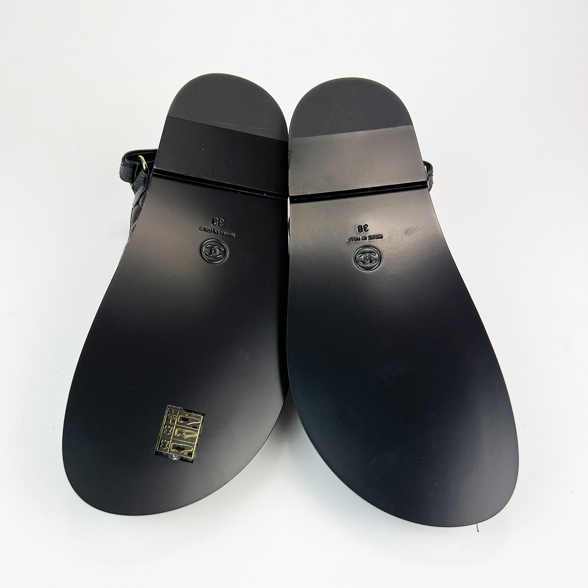 Black Grained Calfskin Dad Sandals 38 — image 5