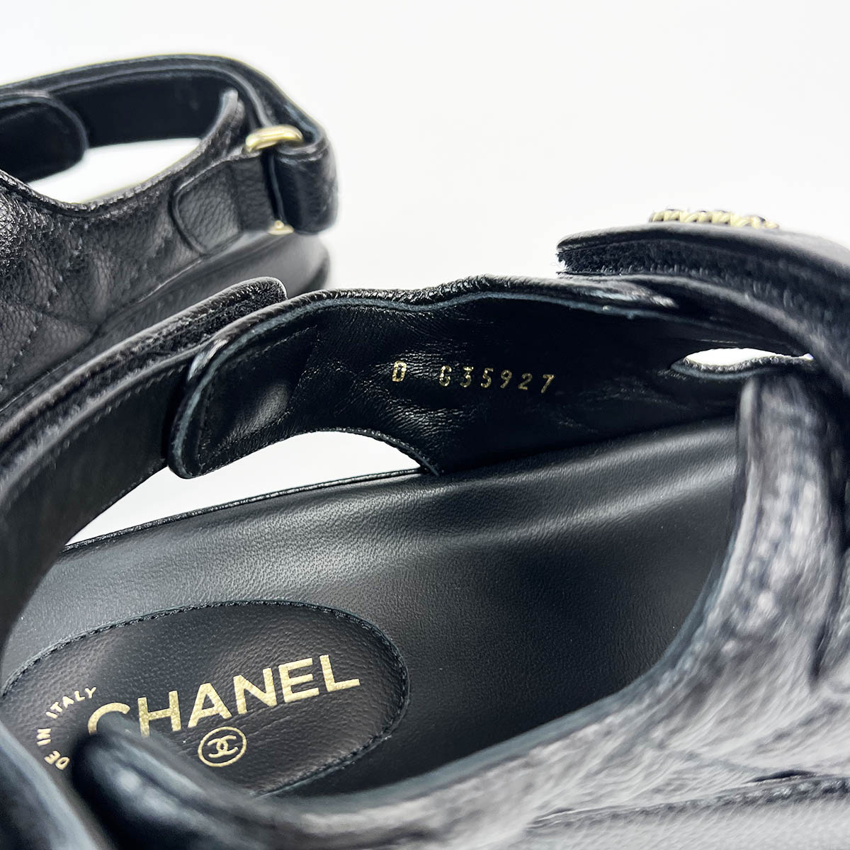 Black Grained Calfskin Dad Sandals 38 — image 6