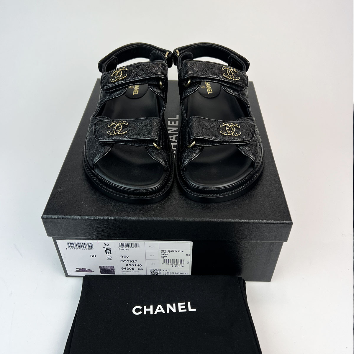 Black Grained Calfskin Dad Sandals 38 — image 8