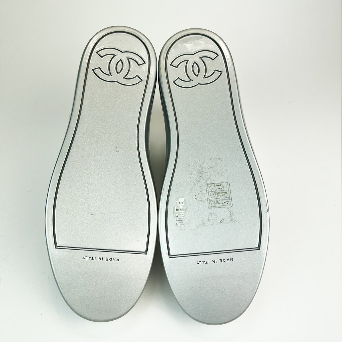 White Silver Leather And Patent High Top Sneakers 38 — image 6
