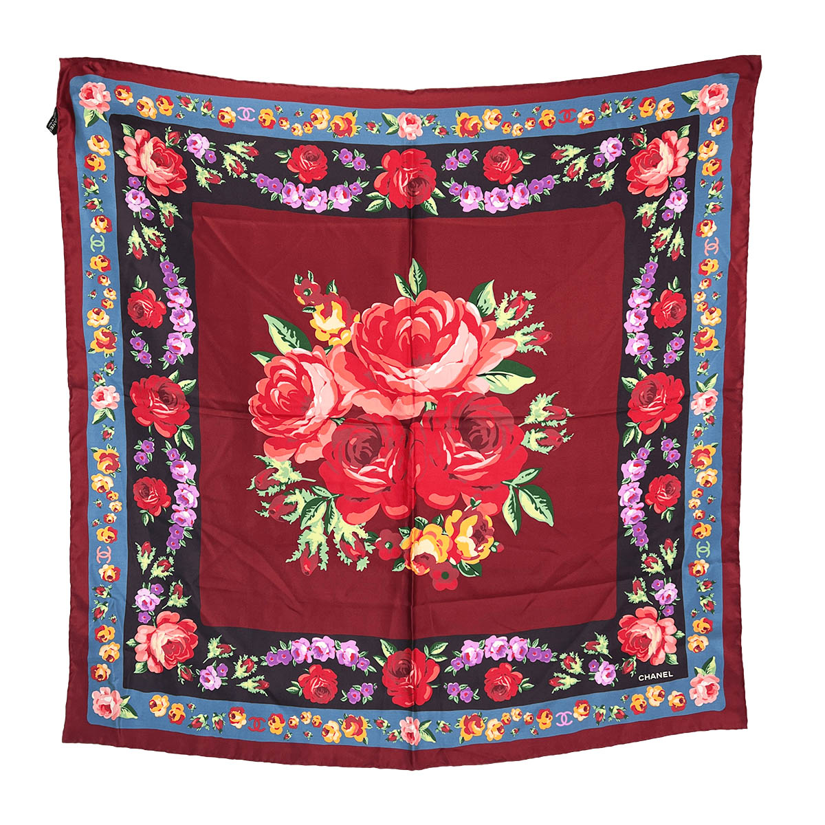 Multicolored Floral Silk Scarf