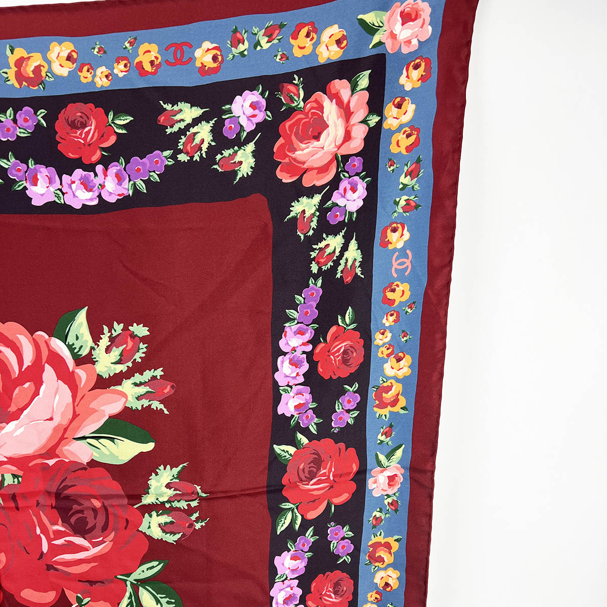 Multicolored Floral Silk Scarf — image 2