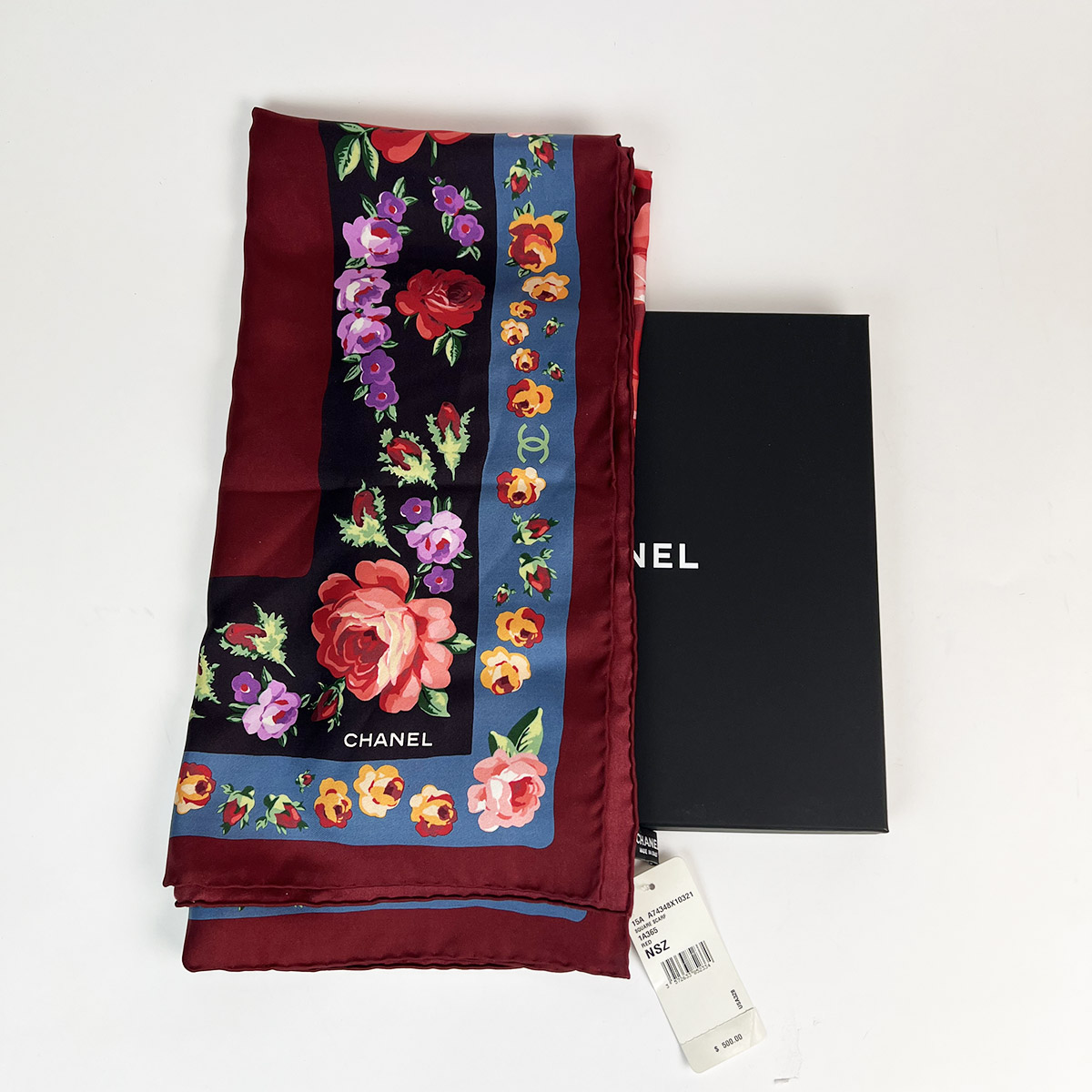 Multicolored Floral Silk Scarf — image 5