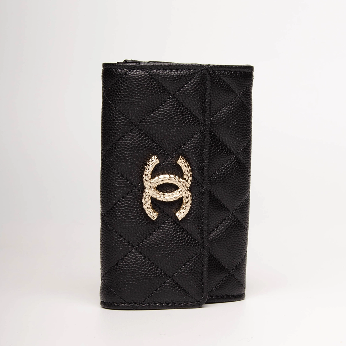24k Caviar Quilted Black Flap Card Holder  — image 2