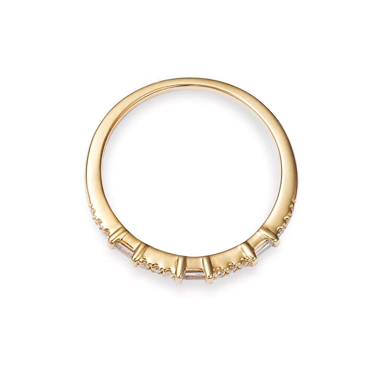 Diamond Baguette & Round Narrow Band In 14K Gold, 0.12 Tcw — image 4