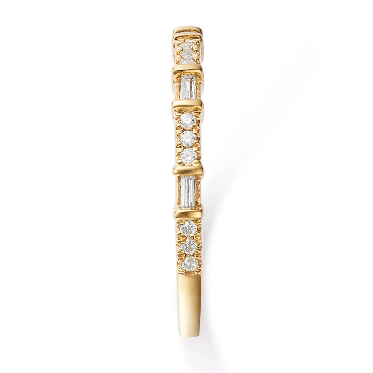Diamond Baguette & Round Narrow Band In 14K Gold, 0.12 Tcw — image 3