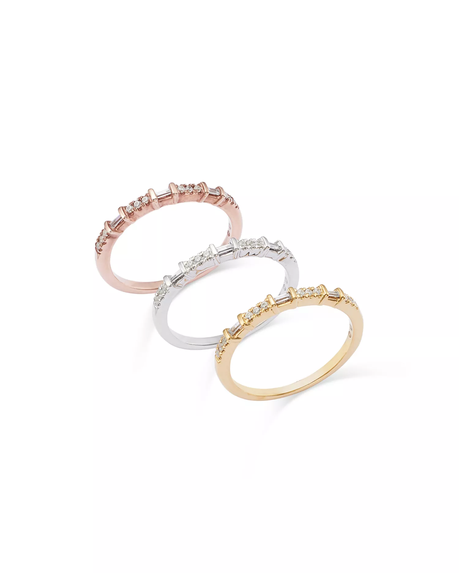 Diamond Baguette & Round Narrow Band In 14K Gold, 0.12 Tcw — image 5