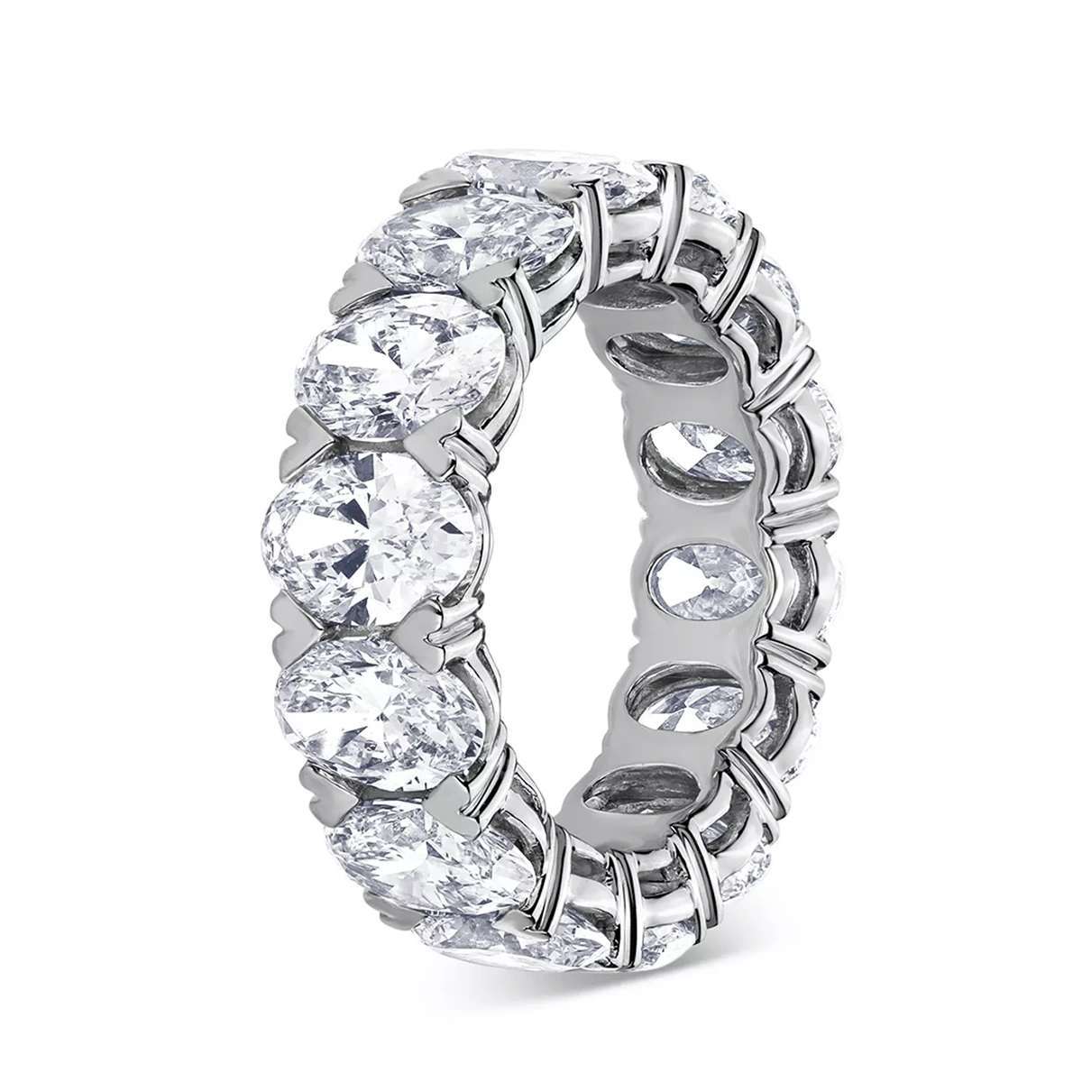 Certified Lab Grown Diamond Oval Eternity Band In 18K White Gold, 9.75 Tcw — image 3